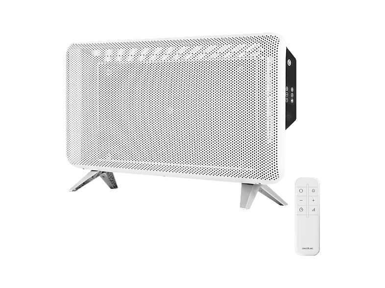 Calefactor portátil - Cecotec ReadyWarm 2000 Graphene, 1800W, Termostato 15-40 ºC, Mando, Temporizador 12 h, Cobertura 20 m², Blanco