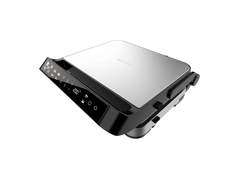 Grill - Cecotec Rock'nGrill 2000 PerfectCook, 2000W con sonda, Control táctil LED, 7 Programas, RockStone extraíble lavavajillas, 80-230 ºC, Negro