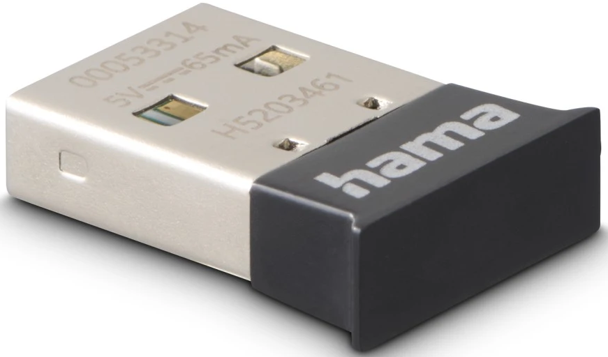 Ein silberner USB-Adapter mit schwarzer Kappe und weißem 