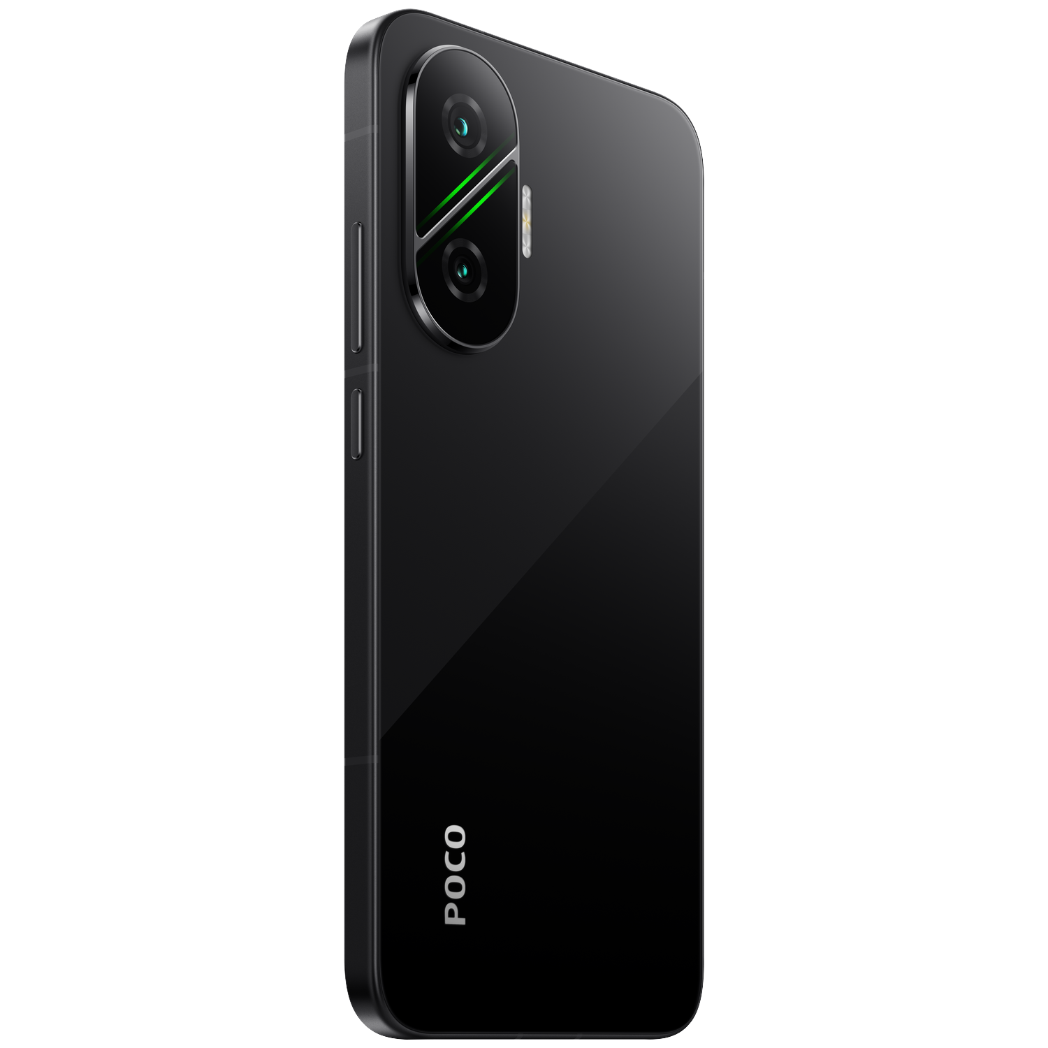 Black smartphone with POCO logo on the back and a triple camera setup.