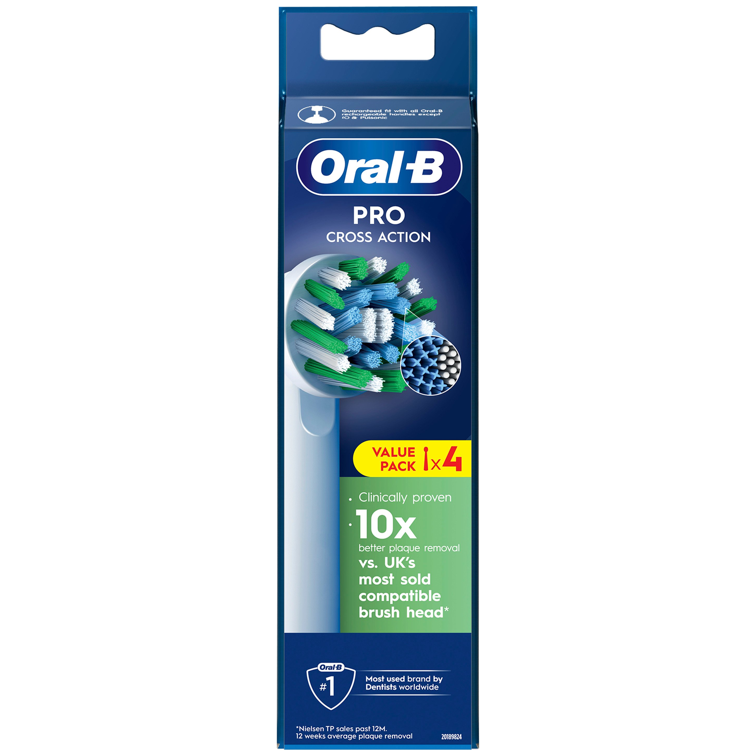 Oral-B Pro Cross Action toothbrush heads value pack of 4.