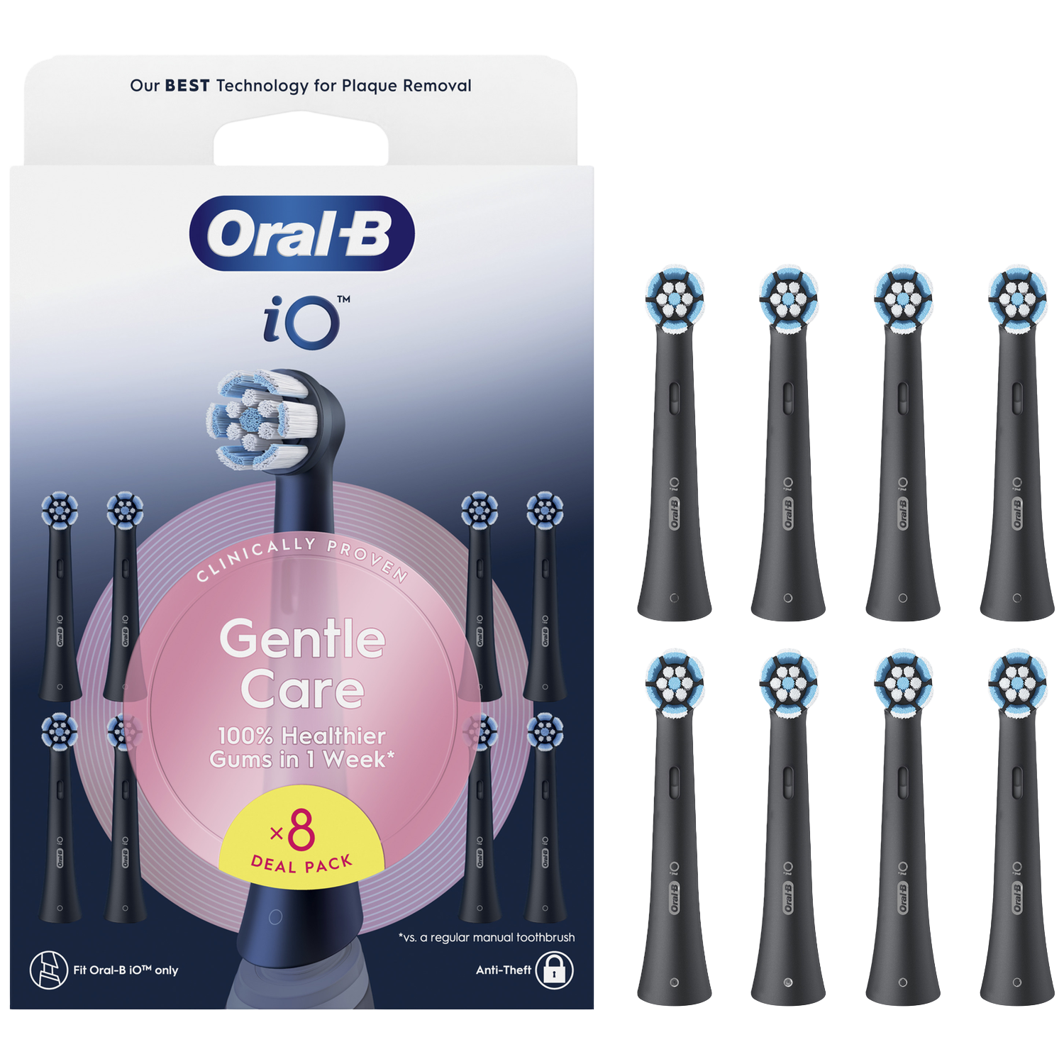 Oral-b Opzetborstel Io Gentle Care Zw 8ct Zwart