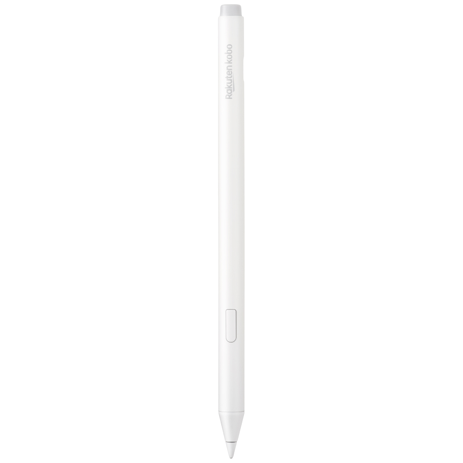 Un stylet blanc avec le logo Rakuten Kobo en lettres grises.