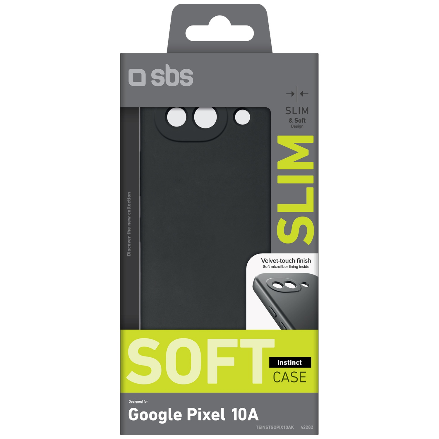 Coque SBS Instinct pour Google Pixel 10A, design fin et doux, noir.