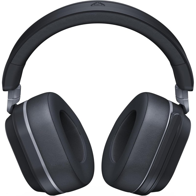 Auriculares circumaurales negros con detalles plateados en los auriculares.
