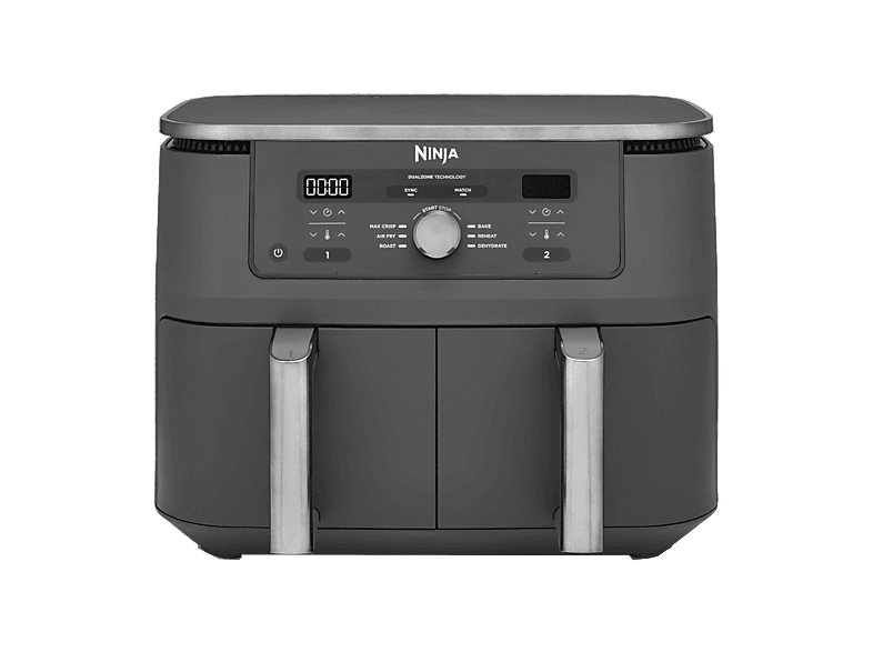 Freidora de aire - Ninja DZ400EU, 9.5L(4.75L por cajón), 2 Zonas Cocción Independientes, 2470 W, 240 °C, 6 Programas, Gris metalizado
