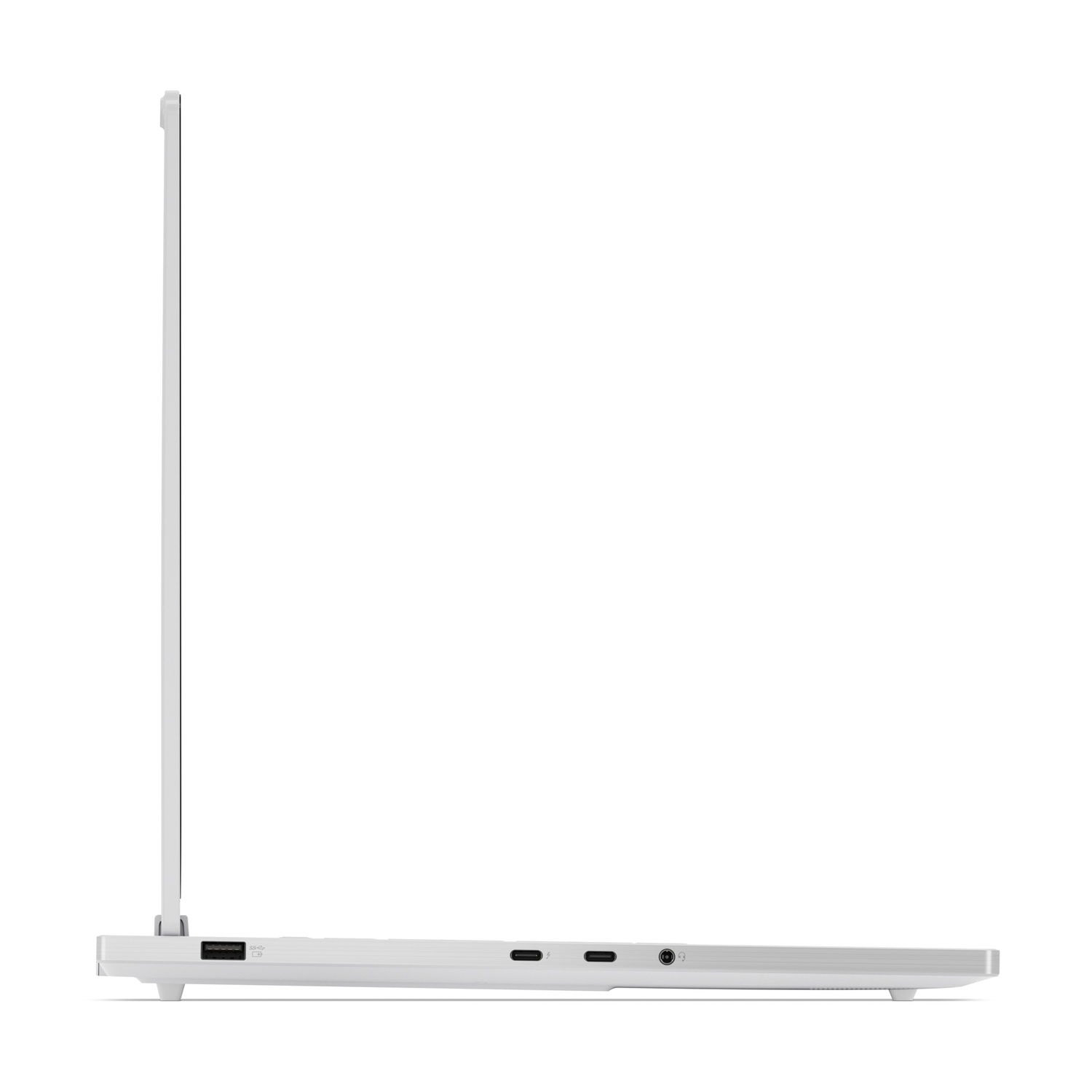 Tastiera bianca per laptop con USB-C e jack per cuffie.
