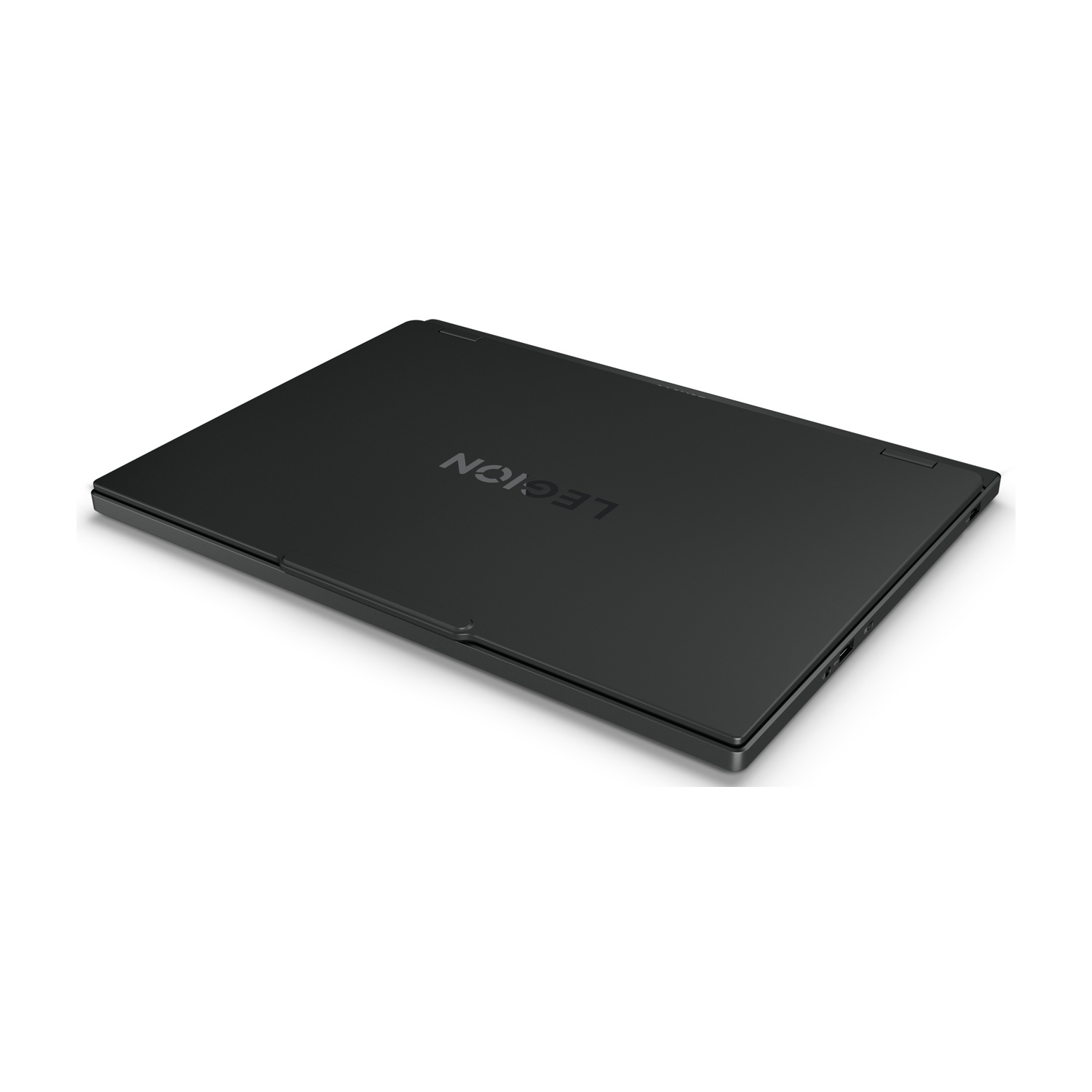 Un laptop Legion nero chiuso con il logo sul coperchio.