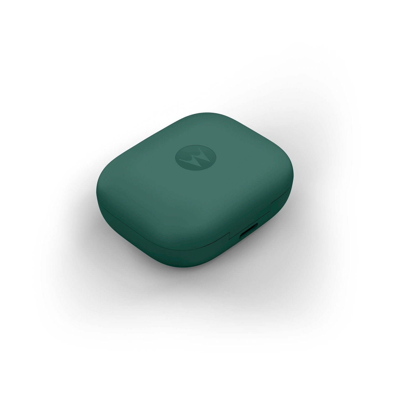Custodia Motorola verde scuro con logo su sfondo bianco.