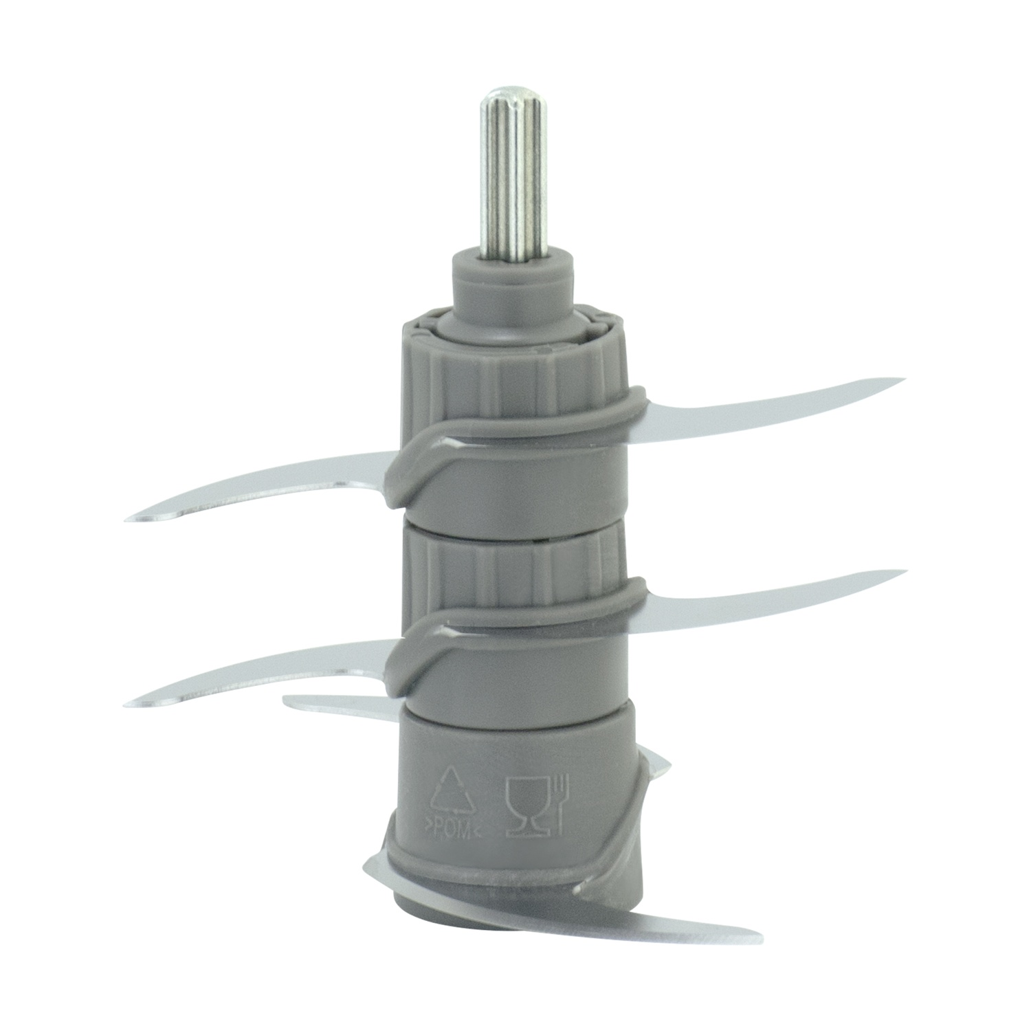 Accessorio lame grigio con albero argento e quattro lame.