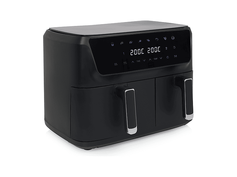 PRINCESS 182470 Friggitrice doppia FRIGGITRICE AD ARIA, capacità 11 l, Max potenza 2700 W, 8 programmi, da 80 °C a 200 °C, Nero/Plastica