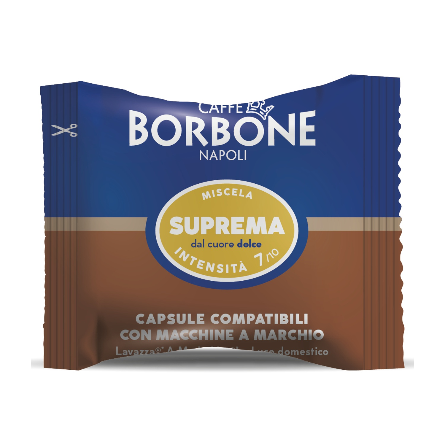 Capsula caffè Borbone Napoli, marrone e blu, con 