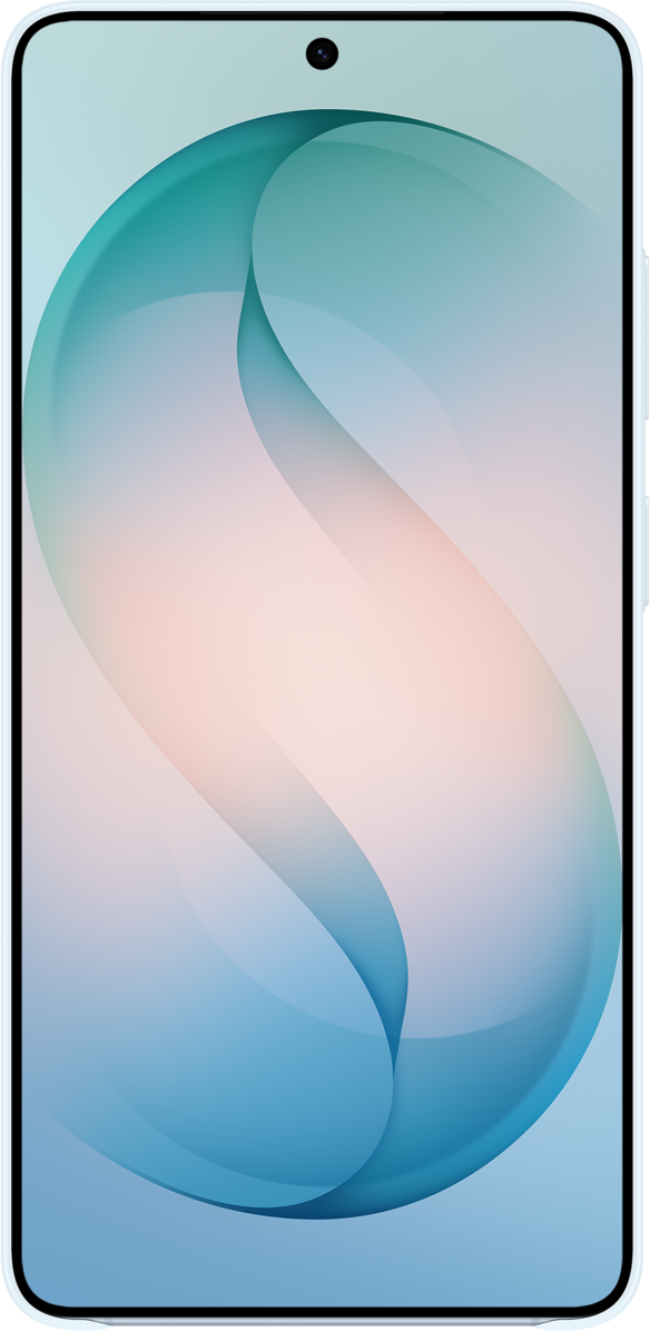 Uno smartphone con uno sfondo astratto sfumato blu e rosa.