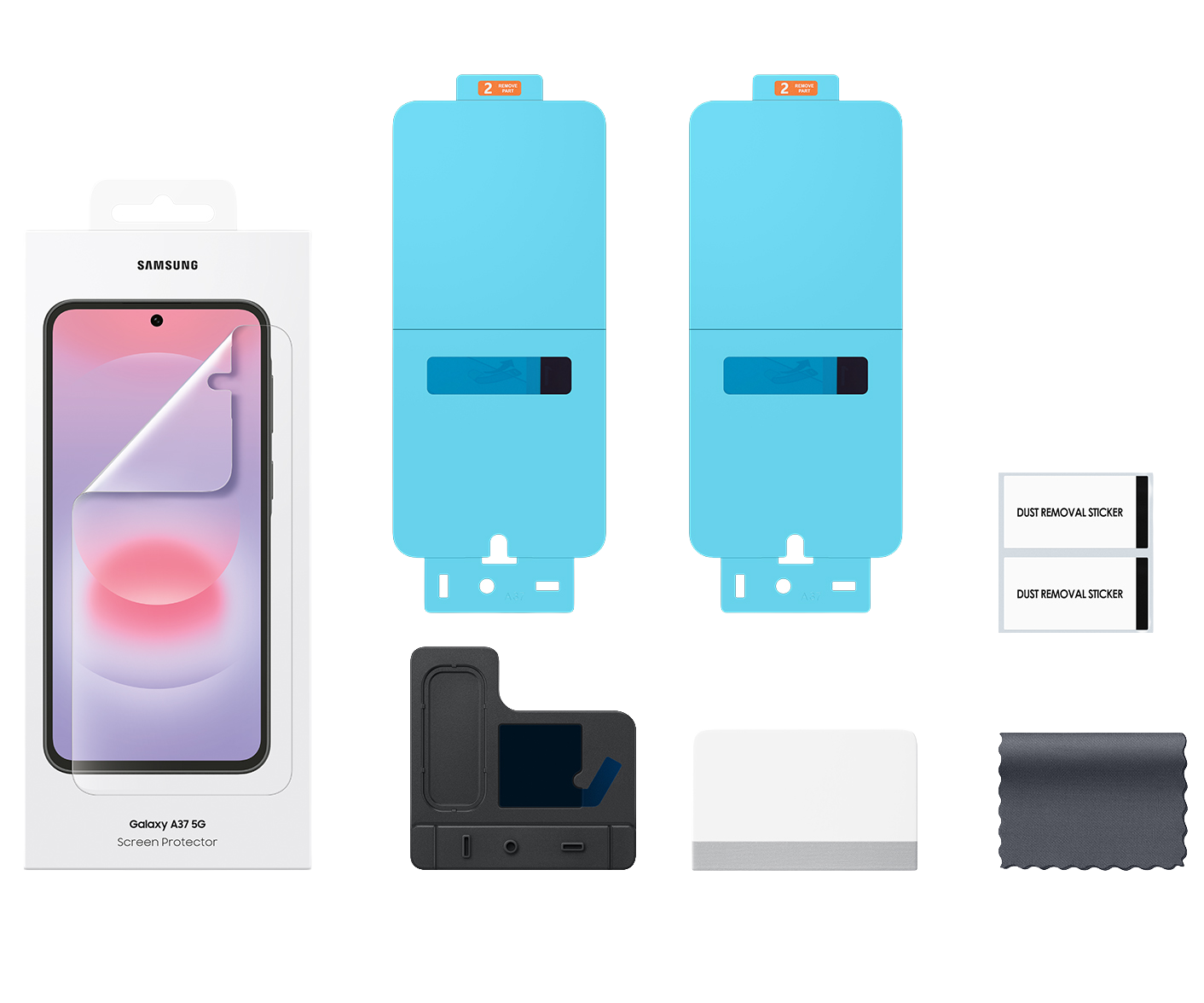 Protector de pantalla Samsung Galaxy A37 5G y accesorios.