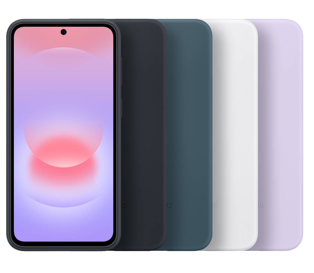 Un smartphone con fundas coloridas en varios tonos.