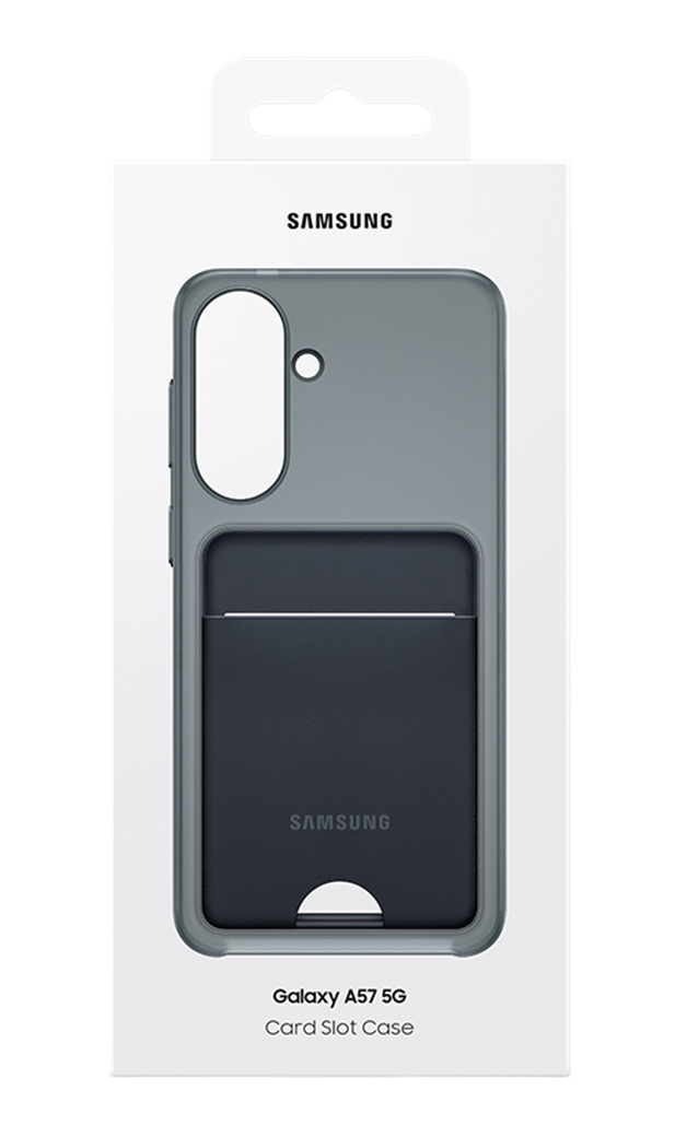 Funda gris Samsung con ranura para tarjetas Galaxy A57 5G.