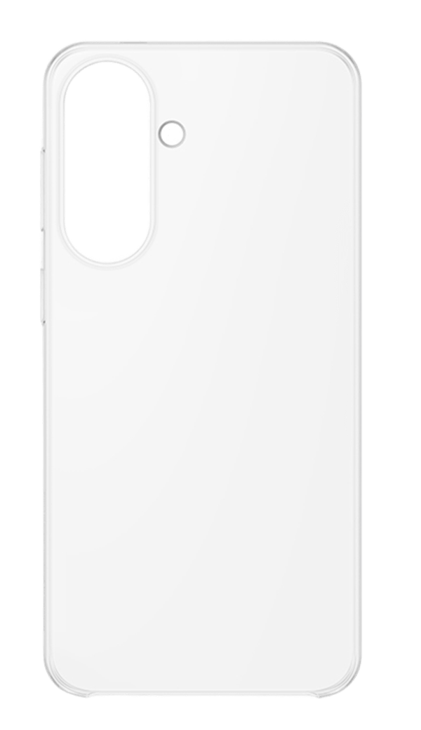 Funda transparente para teléfono con recorte para la cámara trasera.