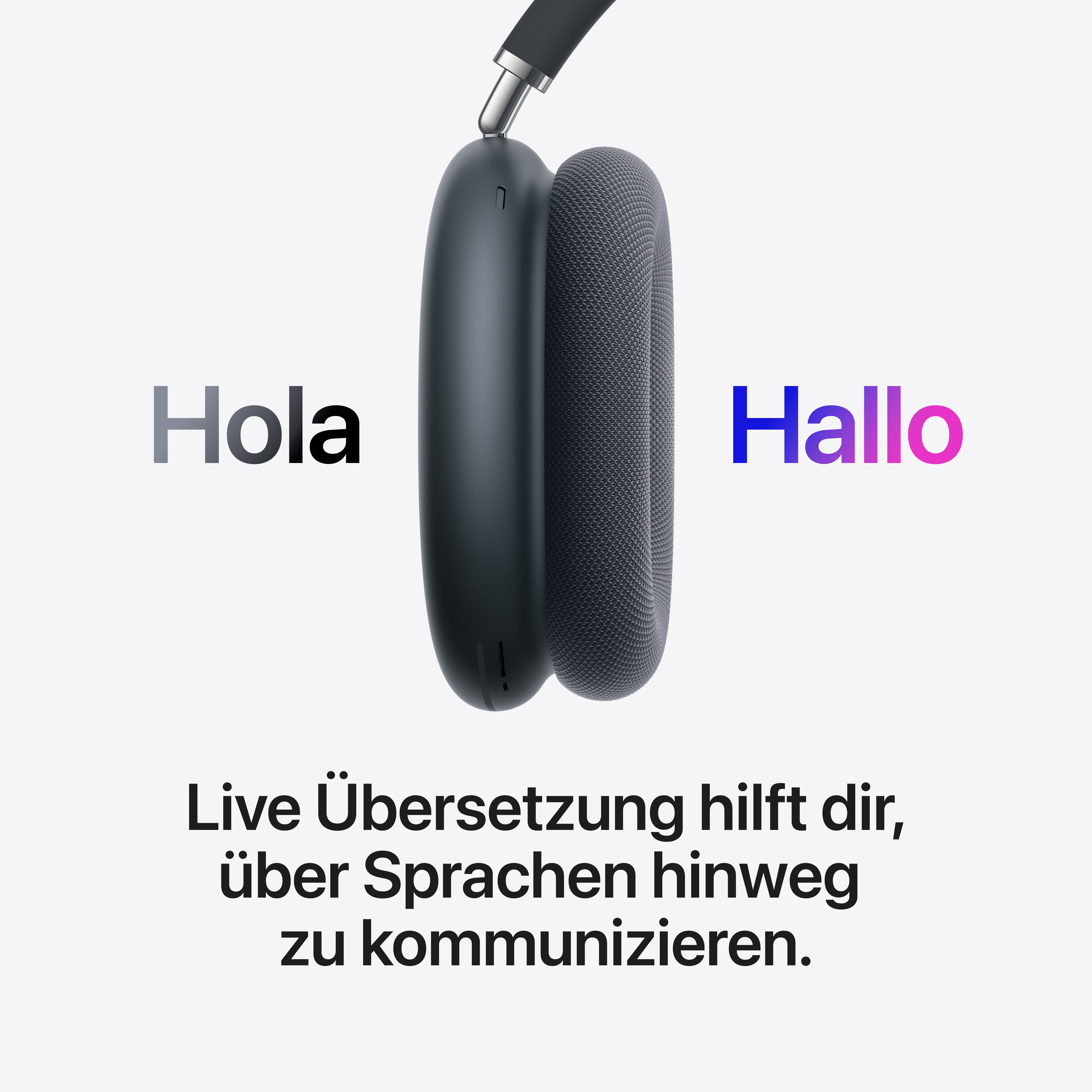 Kopfhörer mit den Wörtern 'Hola' und 'Hallo' daneben.