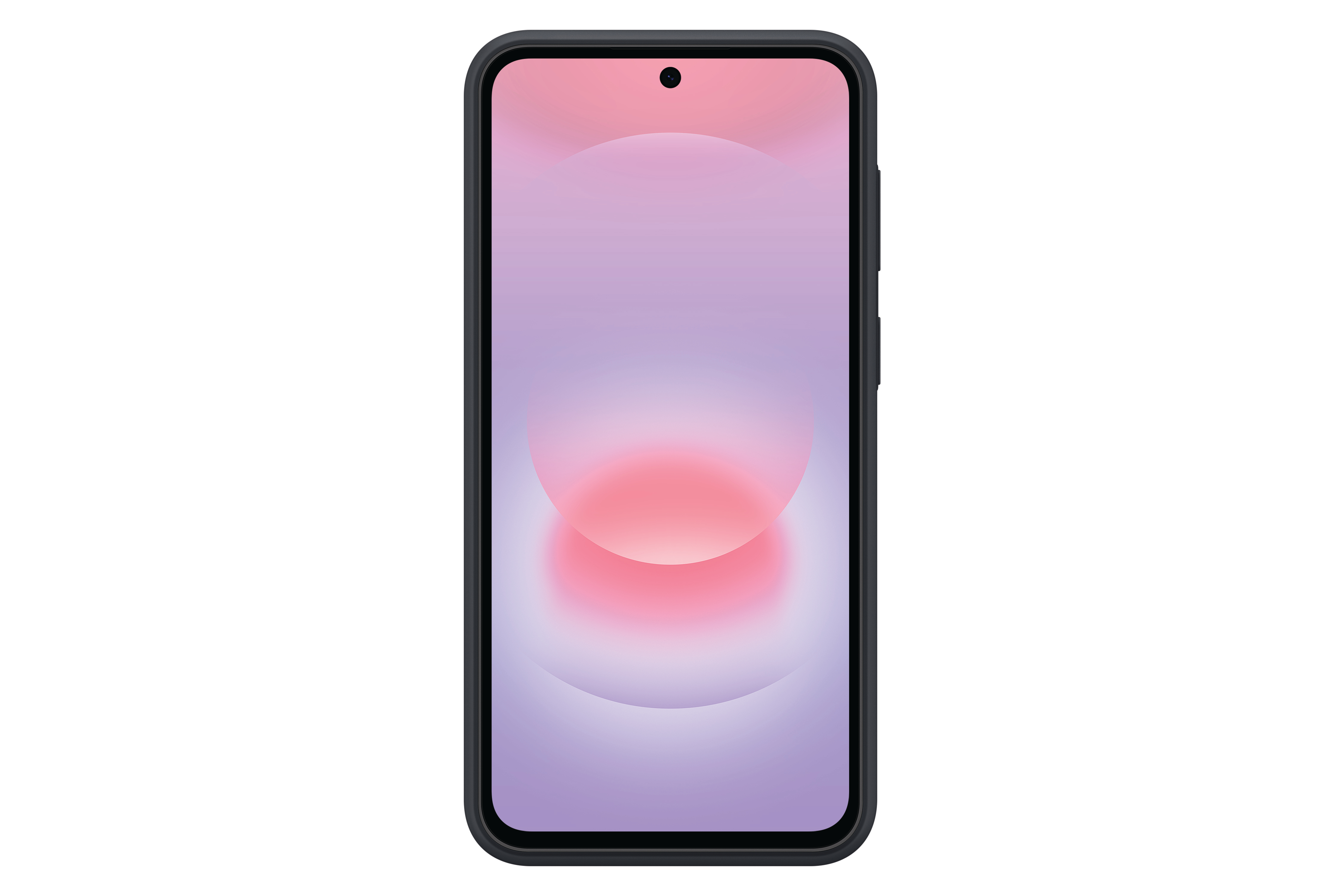 Ein schwarzes Smartphone mit einem Farbverlauf-Hintergrund auf dem Bildschirm.