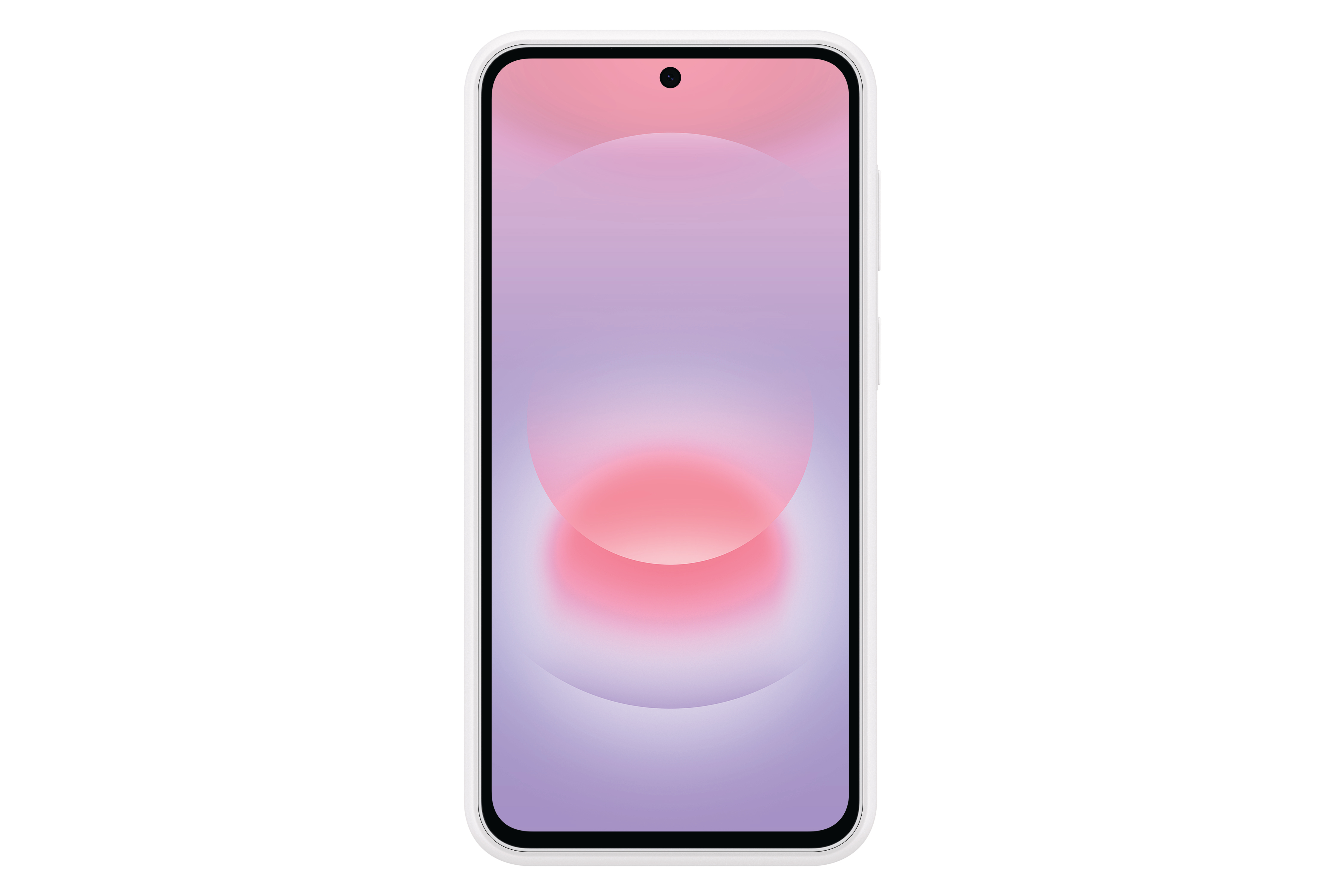 Ein weißes Smartphone mit einem rosafarbenen und lila Farbverlauf-Hintergrund.