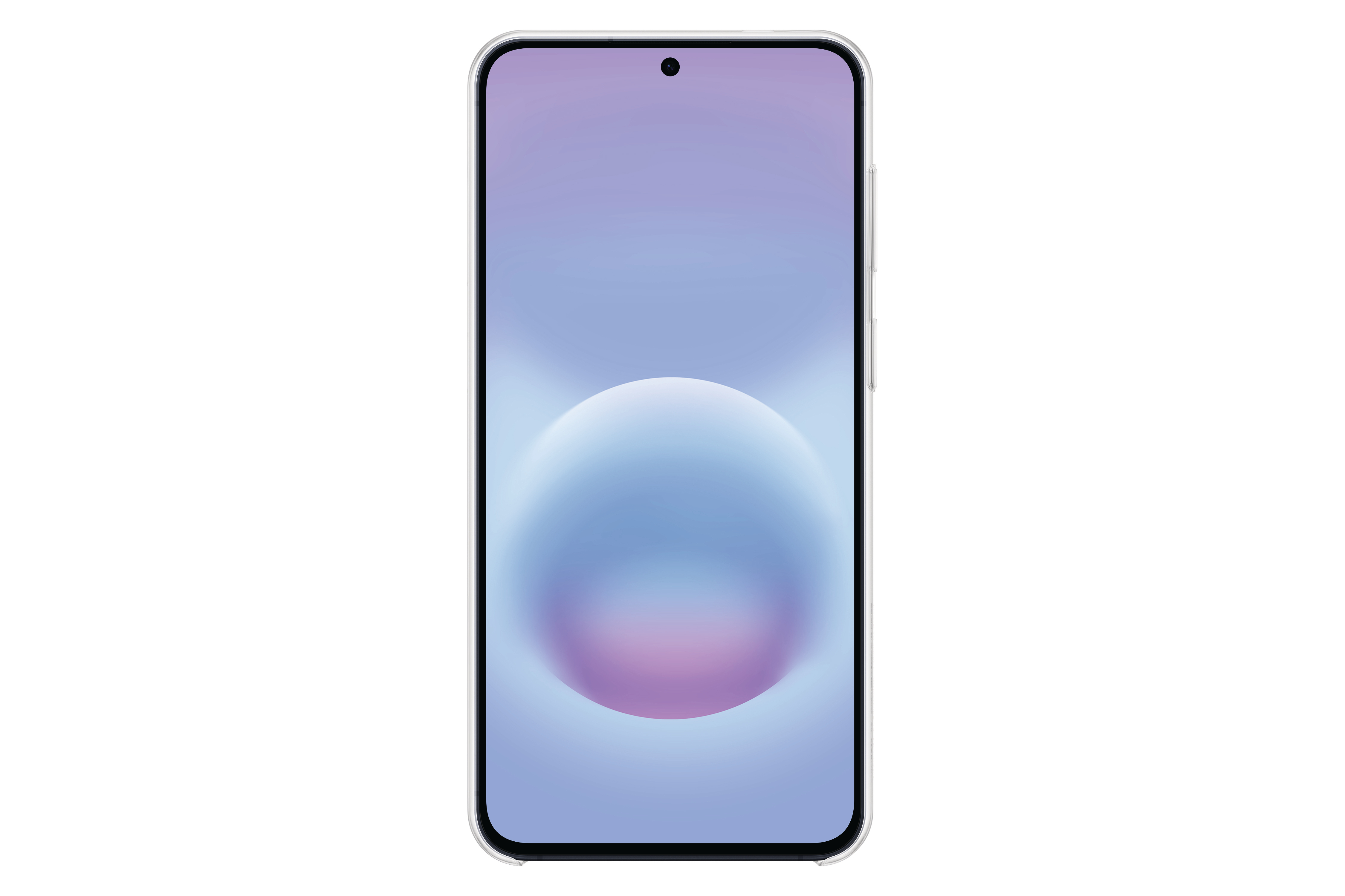 Ein Smartphone mit einem blauen und violetten Hintergrund auf dem Bildschirm.