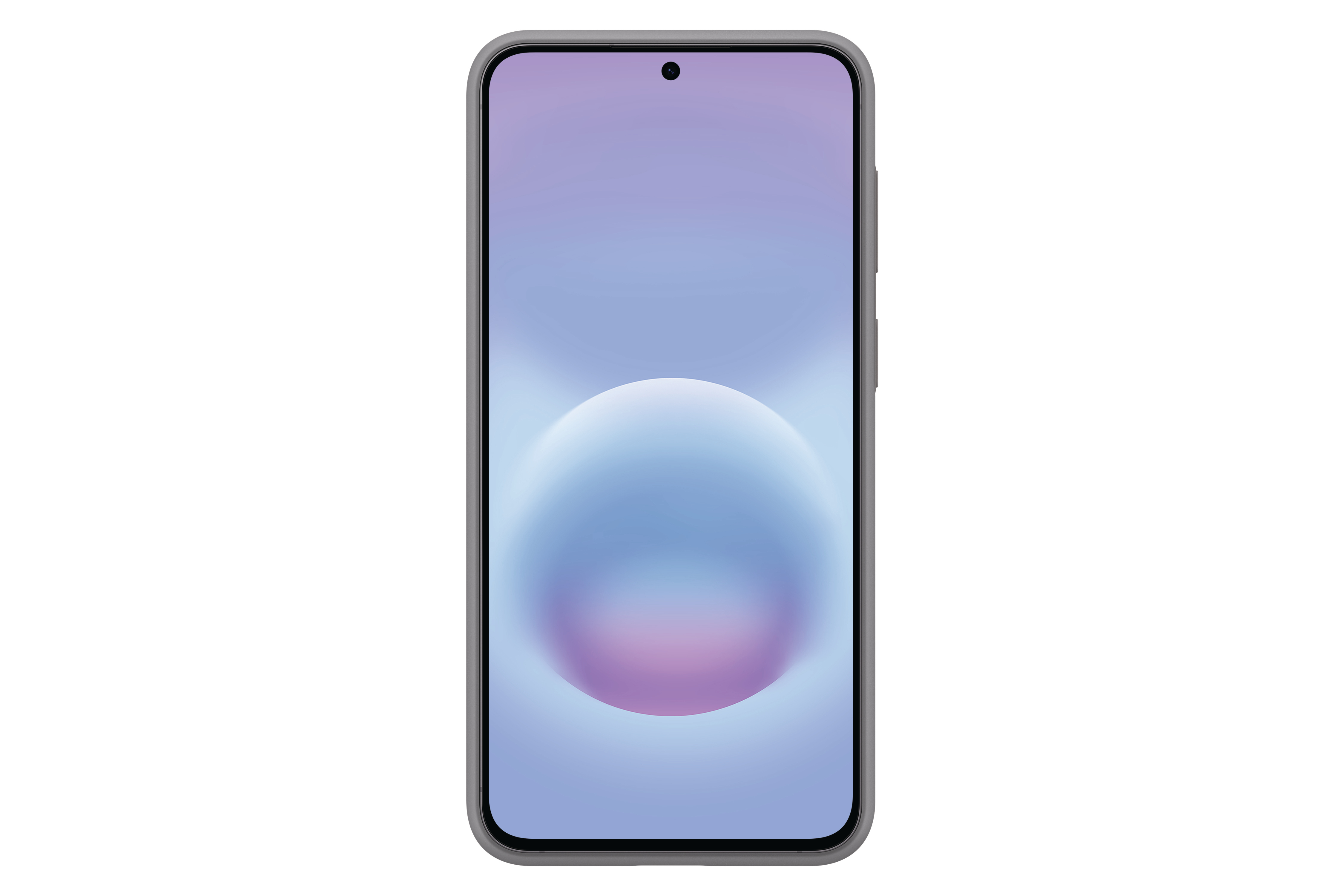 Ein Smartphone mit einem abstrakten, blauen und violetten Hintergrundbild.
