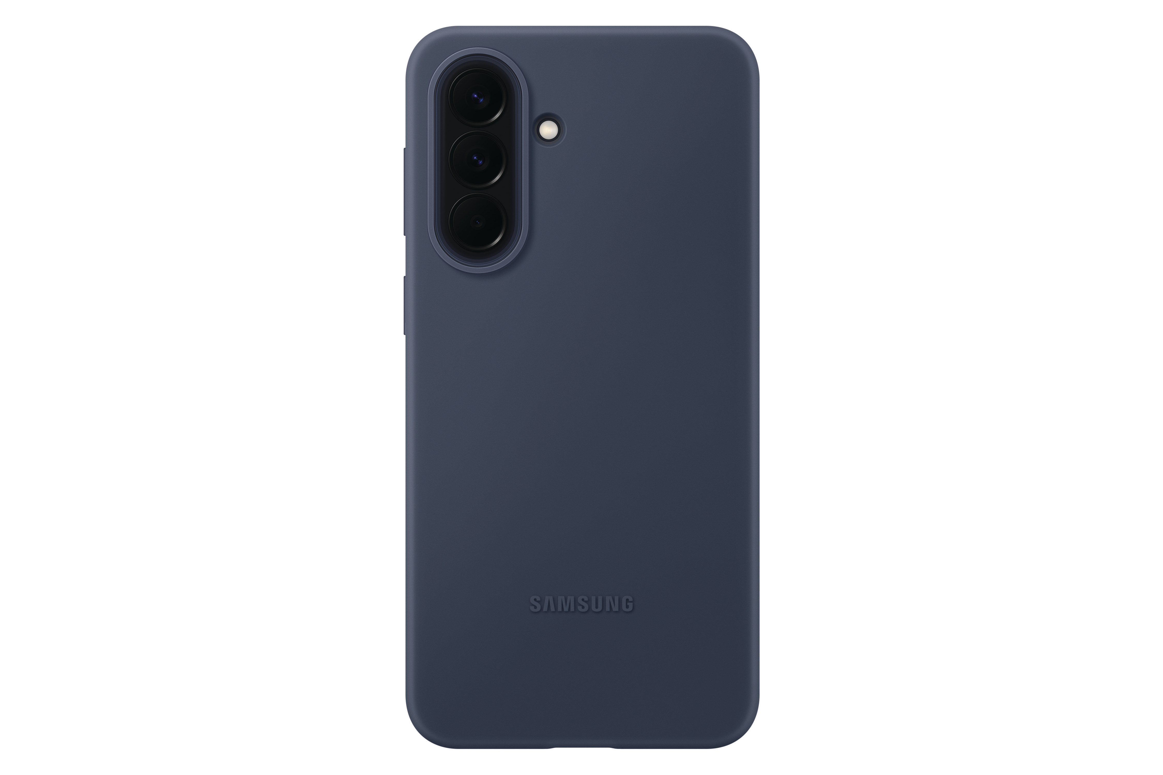 Dunkelblaues Samsung Handyhülle mit drei Kameralinsen und Blitz.