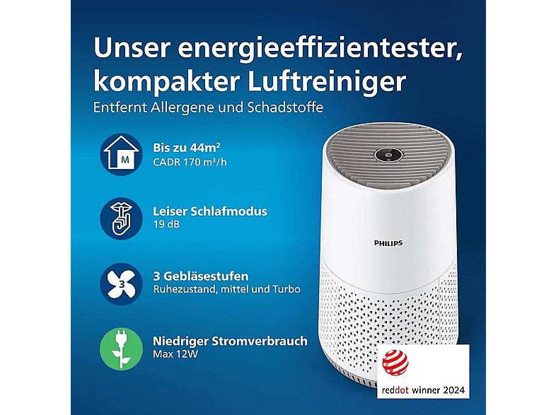Philips AC0650/10 Series 600 Luftreiniger Weiß (12 Watt, Raumgröße: 44 m²) — Foto 2 von 5