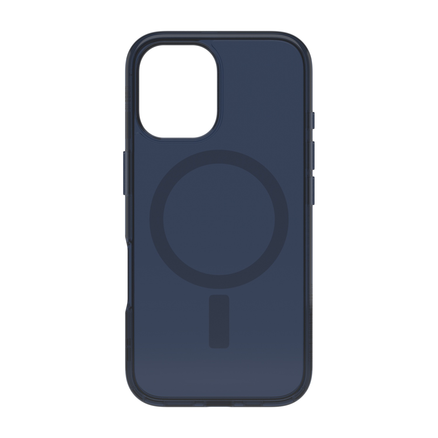 Custodia blu scuro per telefono con anello magnetico circolare.