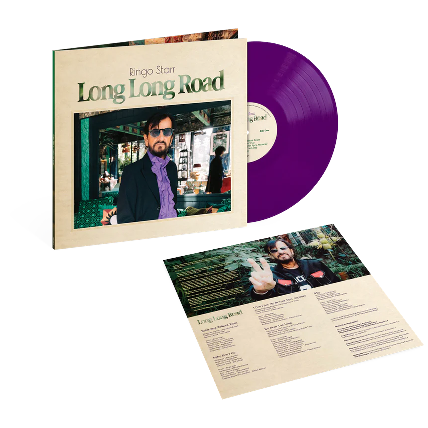 L'album 'Long Long Road' de Ringo Starr avec vinyle violet et pochette gatefold.
