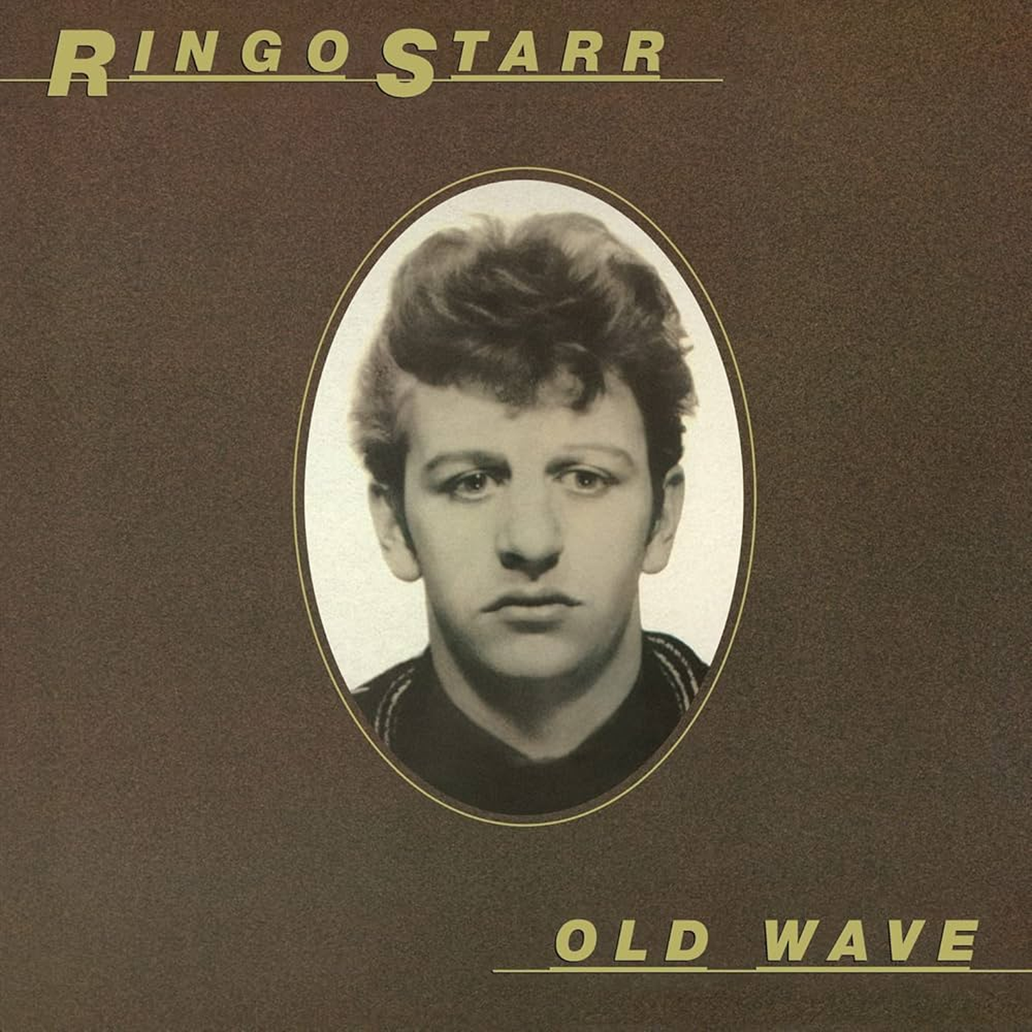 Tête de Ringo Starr dans un ovale, "Old Wave" en bas. Brun et beige.