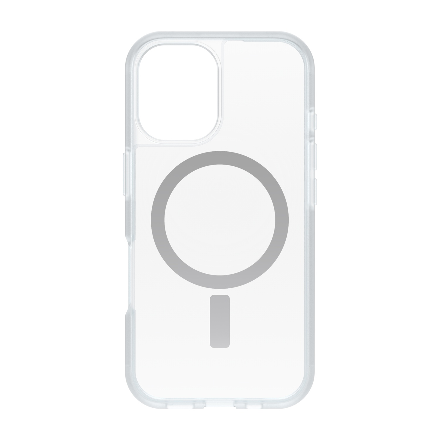 Custodia trasparente per telefono con anello magnetico e ritagli.
