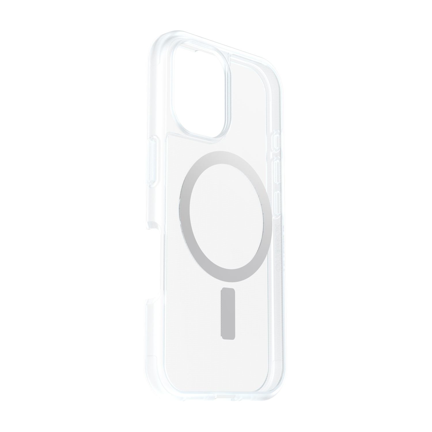 Custodia trasparente per telefono con anello MagSafe e indicatore.