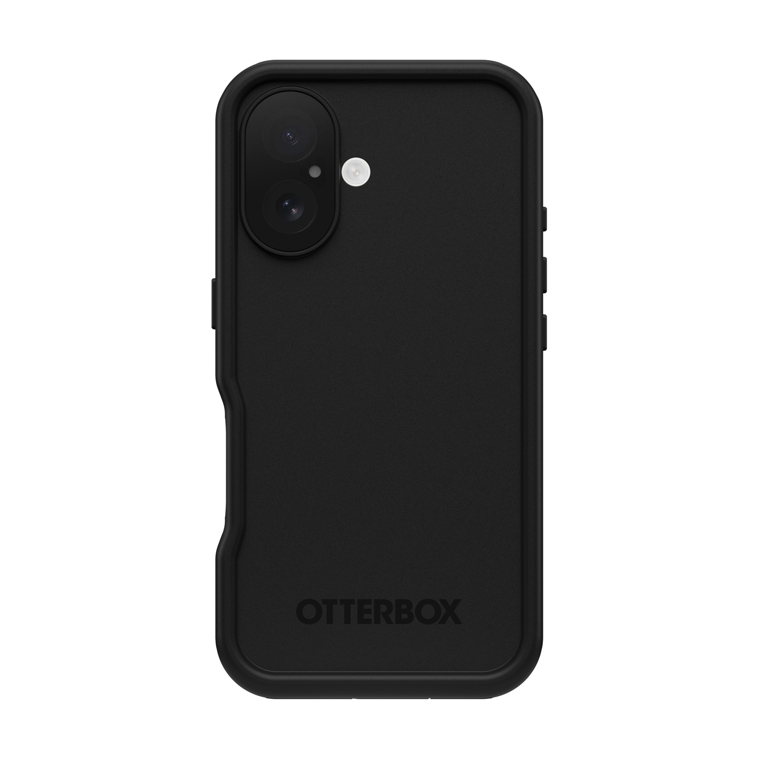 Custodia nera Otterbox per telefono con due fotocamere e flash.