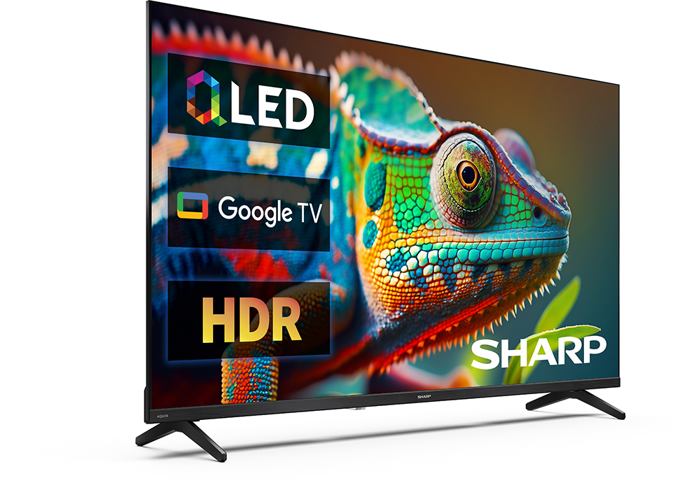 Egy Sharp OLED Google TV HDR-rel színes kaméleont jelenít meg a képernyőn.