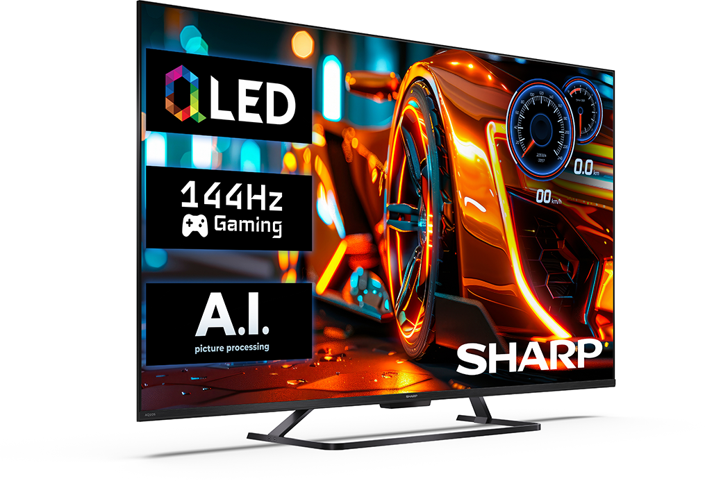 Sharp OLED TV: versenyautó, 144Hz gamimg, MI képfeldolgozás.