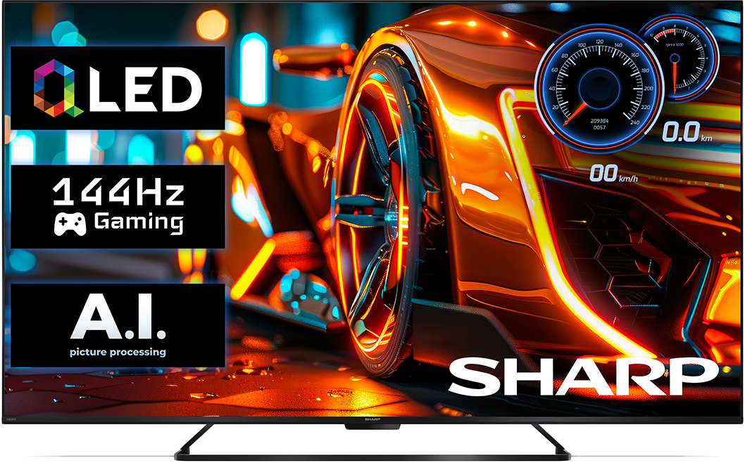 SHARP 65HR7265E 4K UHD QLED 144HZ Google TV, 164 cm