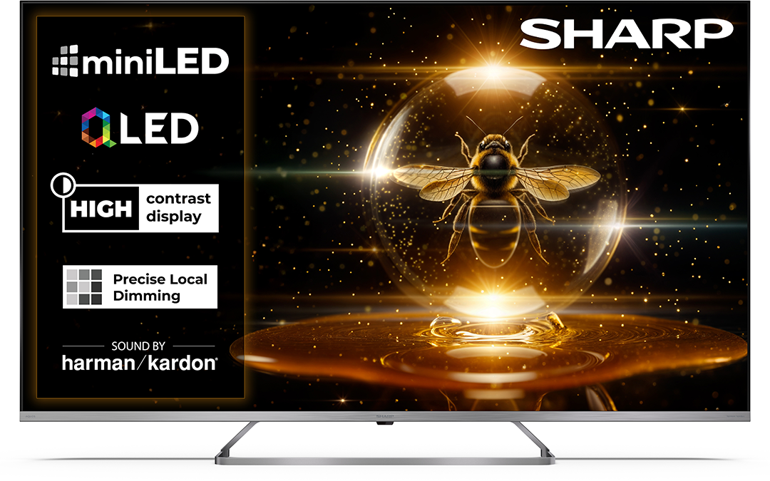 Sharp TV MiniLED, Magas Kontraszt és Harman Kardon hangzással.