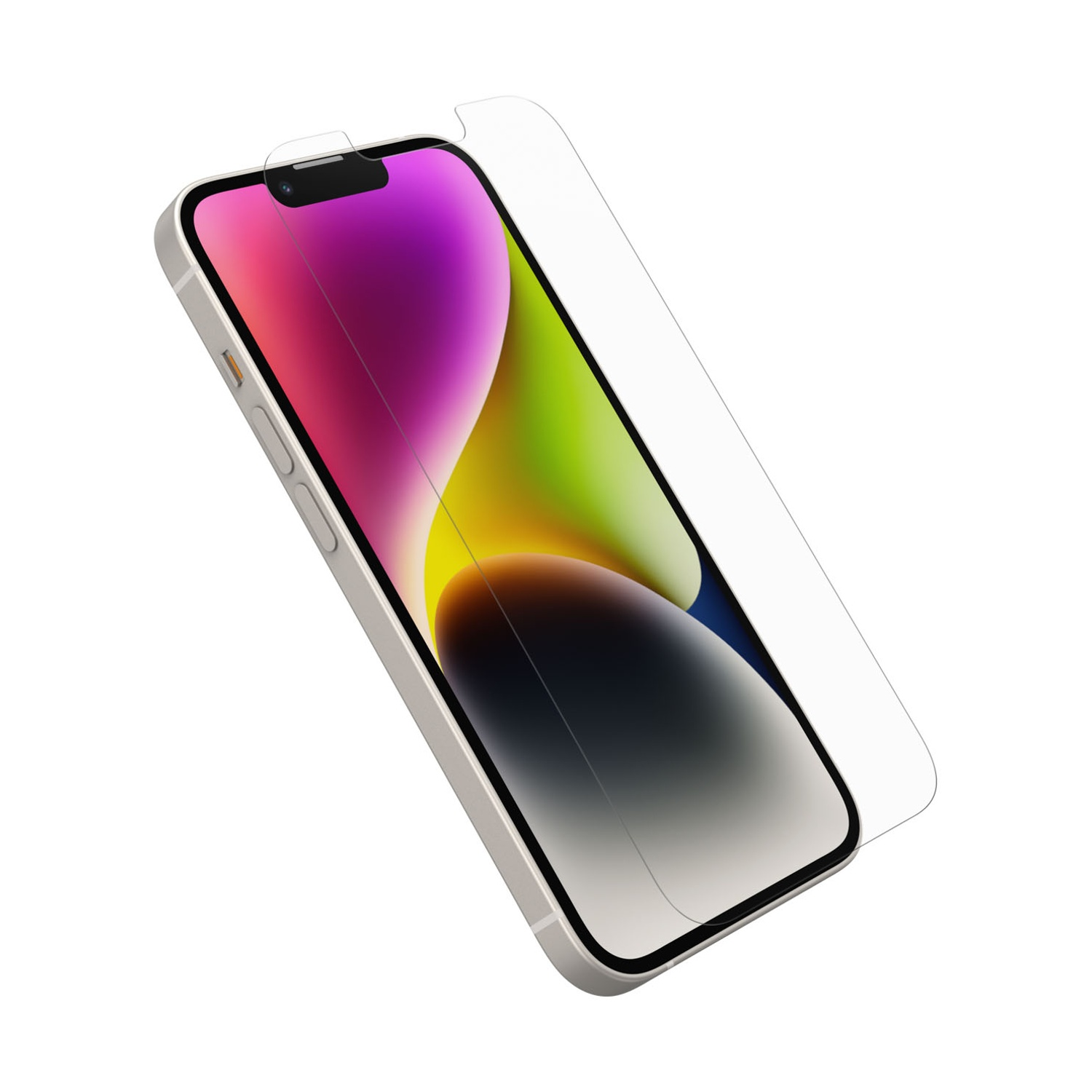 Uno smartphone argentato con una protezione per lo schermo posata sul display.