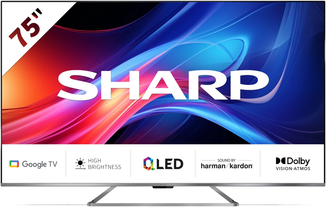 SHARP 75GP7265E 4K UHD QLED Google TV Harman/Kardon hangszórókkal, 189 cm