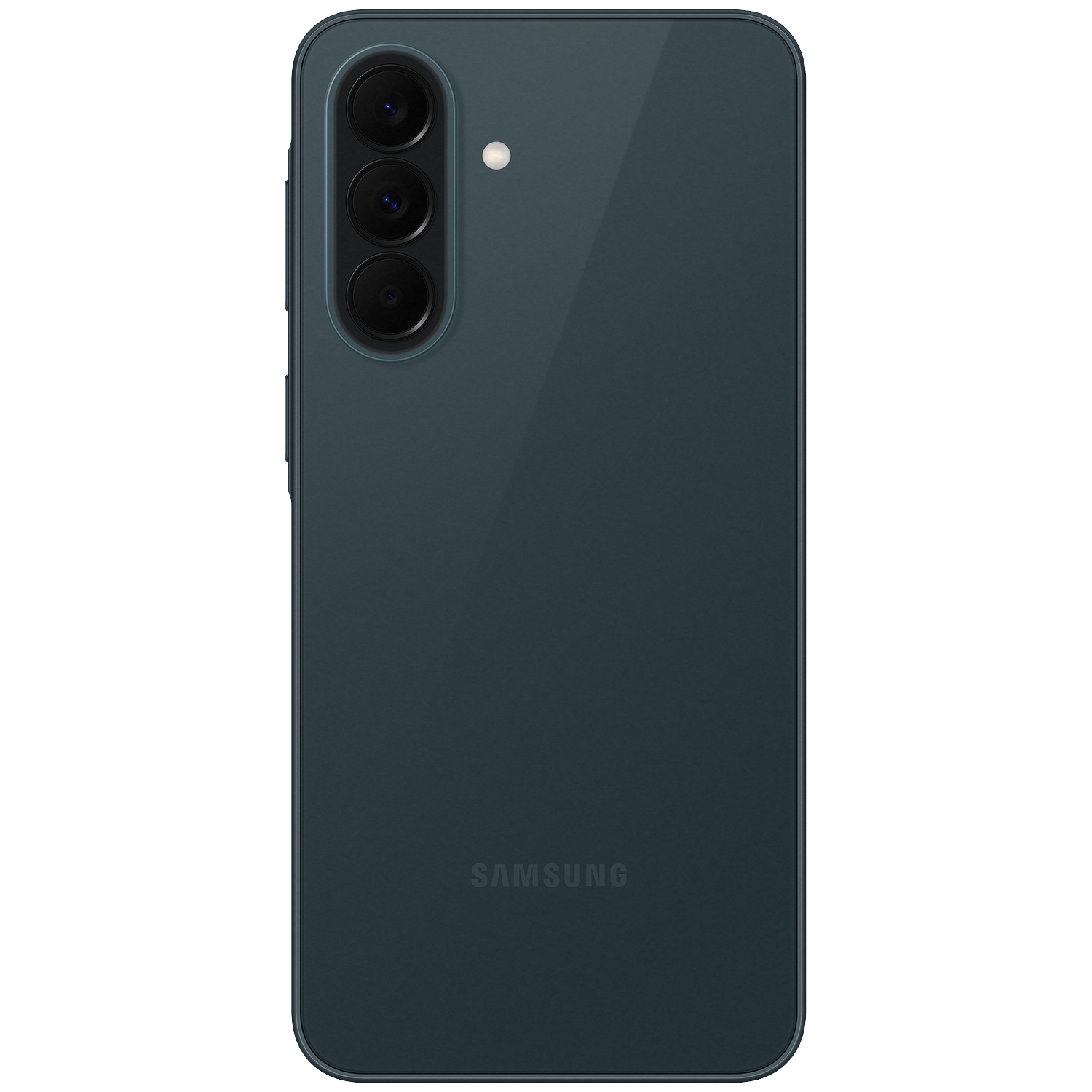 Back of a dark smartphone showing three cameras and a flash.