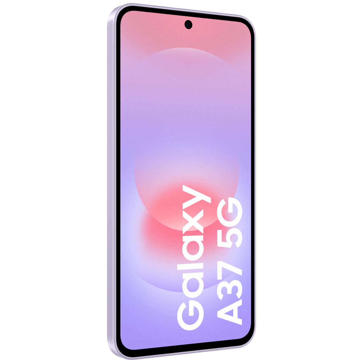 A purple Samsung Galaxy A37 5G smartphone with a gradient on the screen.