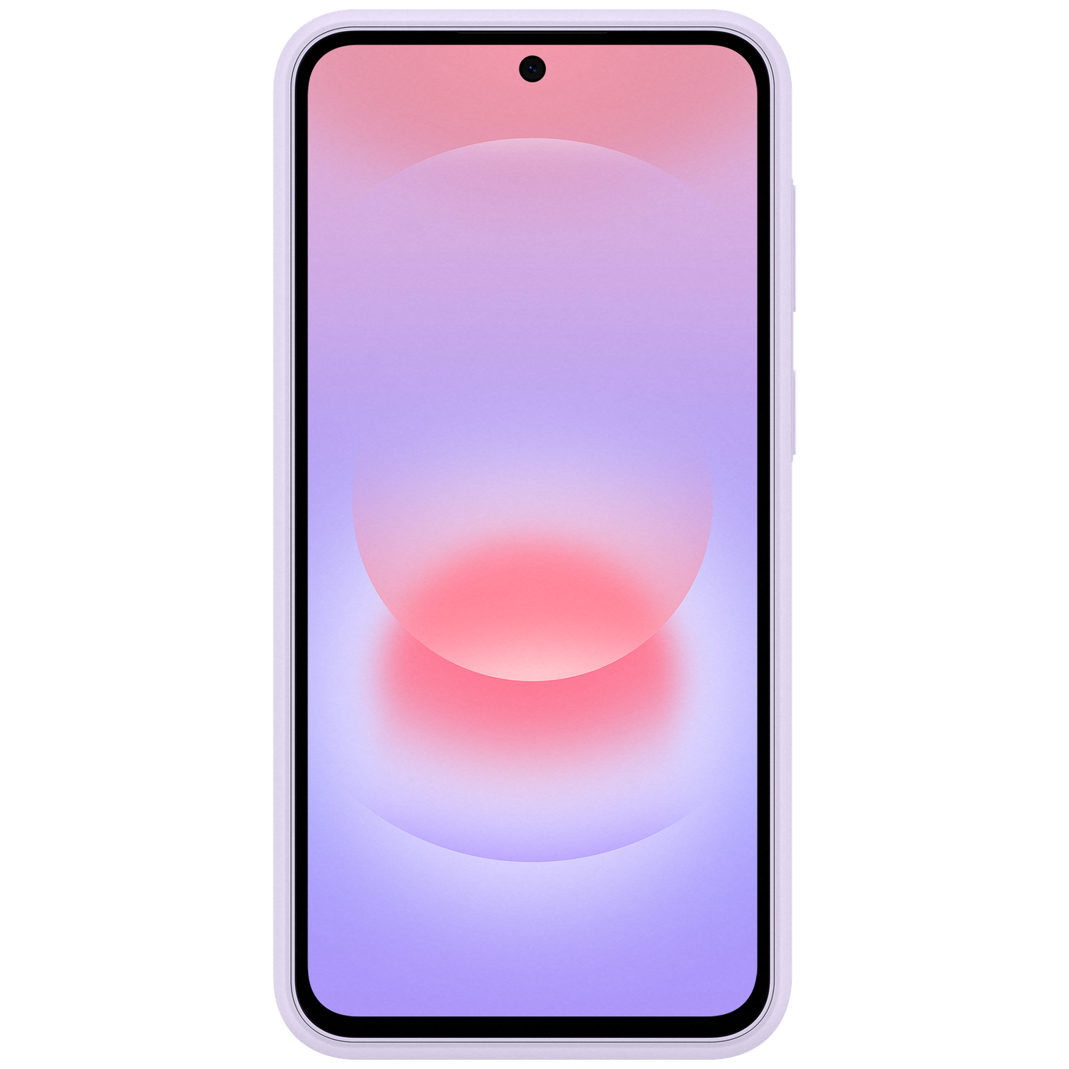 Een lichtpaarse smartphone met een abstracte, pastelkleurige achtergrond.