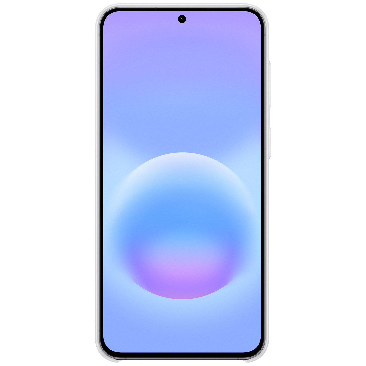 Un smartphone affiche un dégradé de violet à bleu sur son écran.