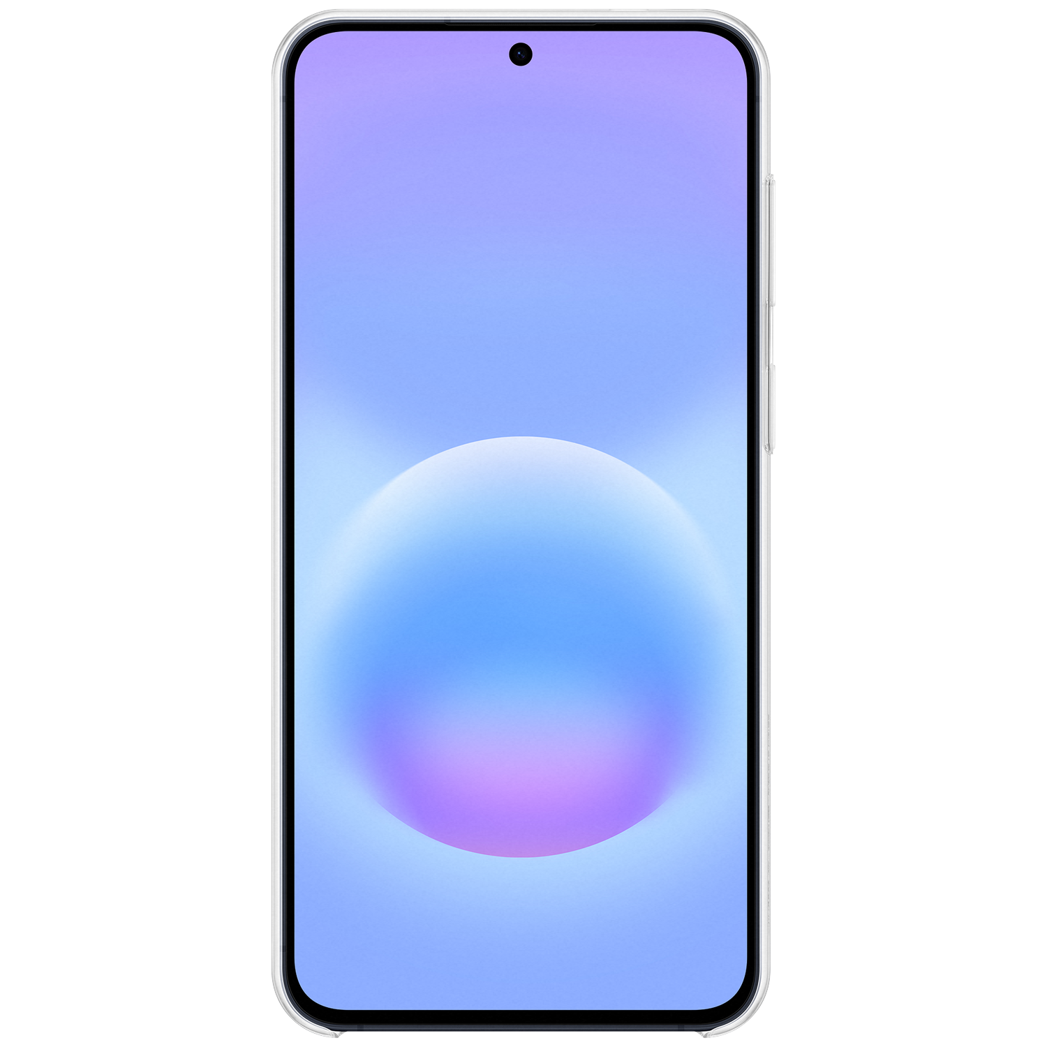 Een smartphone met een blauw en paars behang.