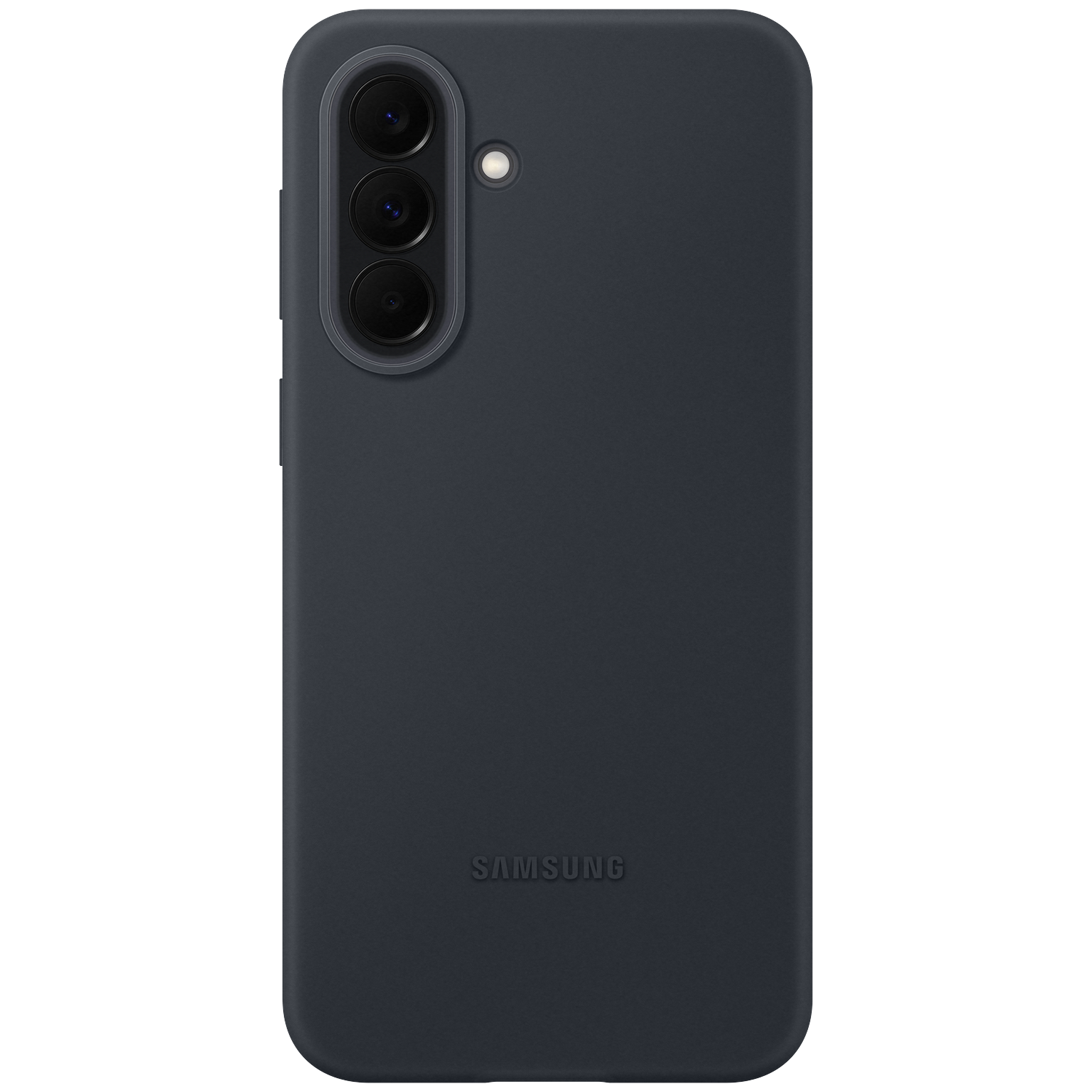 Coque de téléphone Samsung gris foncé avec trois objectifs et flash.