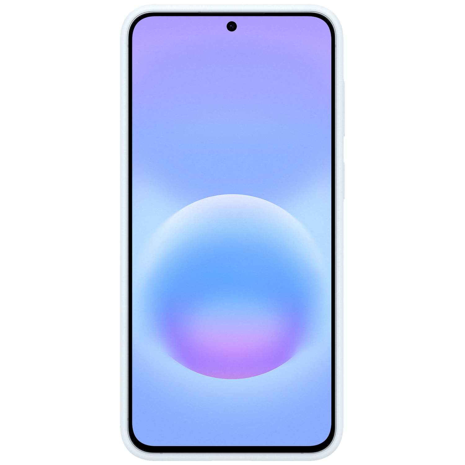 Een lichtblauwe smartphone met een kleurovergang op het scherm.