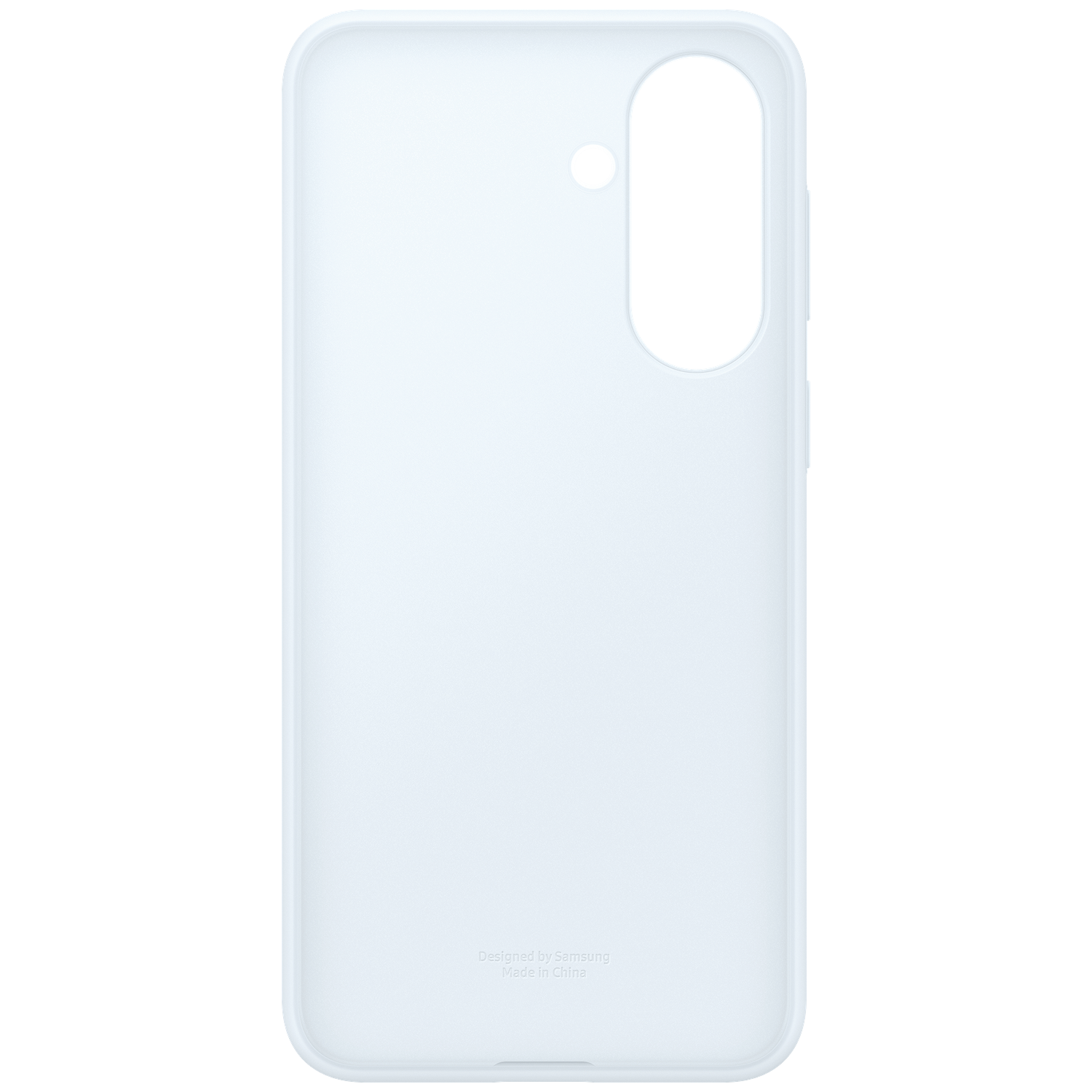 Een witte telefoonhoes met camera-uitsparing en Samsung-logo.
