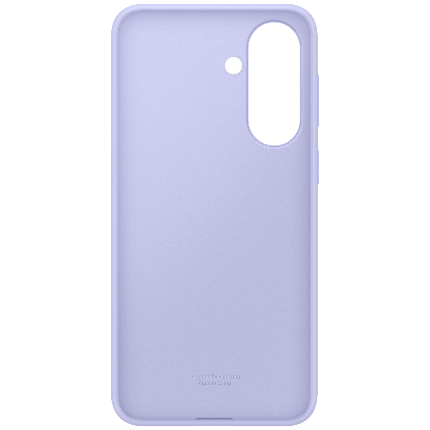 Coque de téléphone violette avec découpes pour appareil photo et boutons. Fabriqué en Chine.