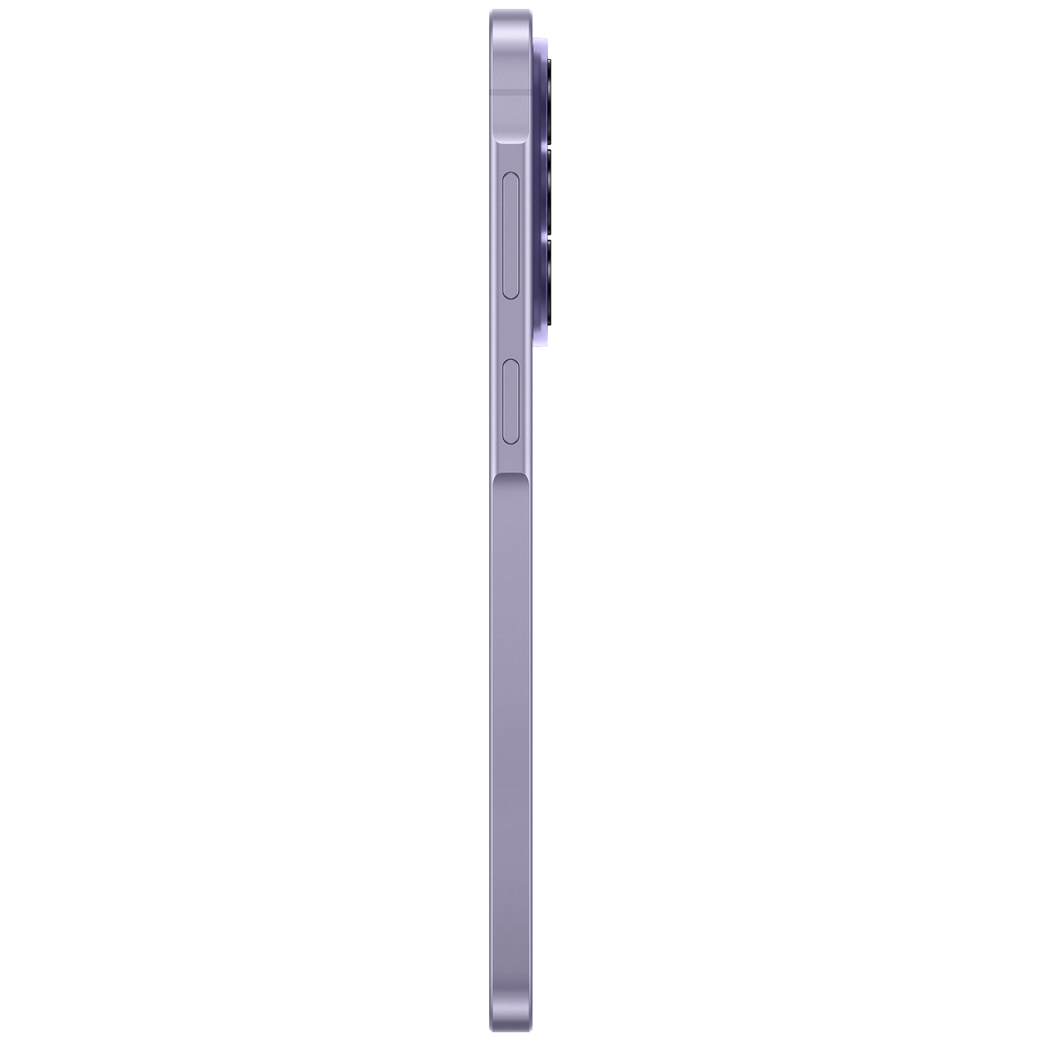 Purple smartphone shown in profile, with cameras on the back and volume buttons.